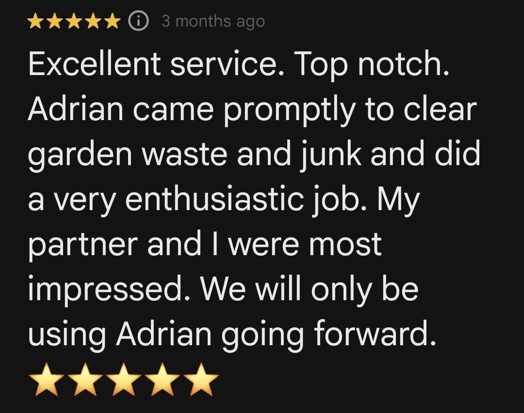 5 star review - Excellent service from Adrian