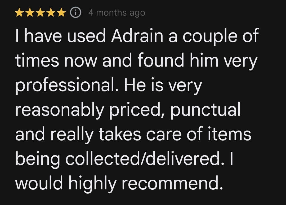 5 star review - Adrian and his colleague were brilliant